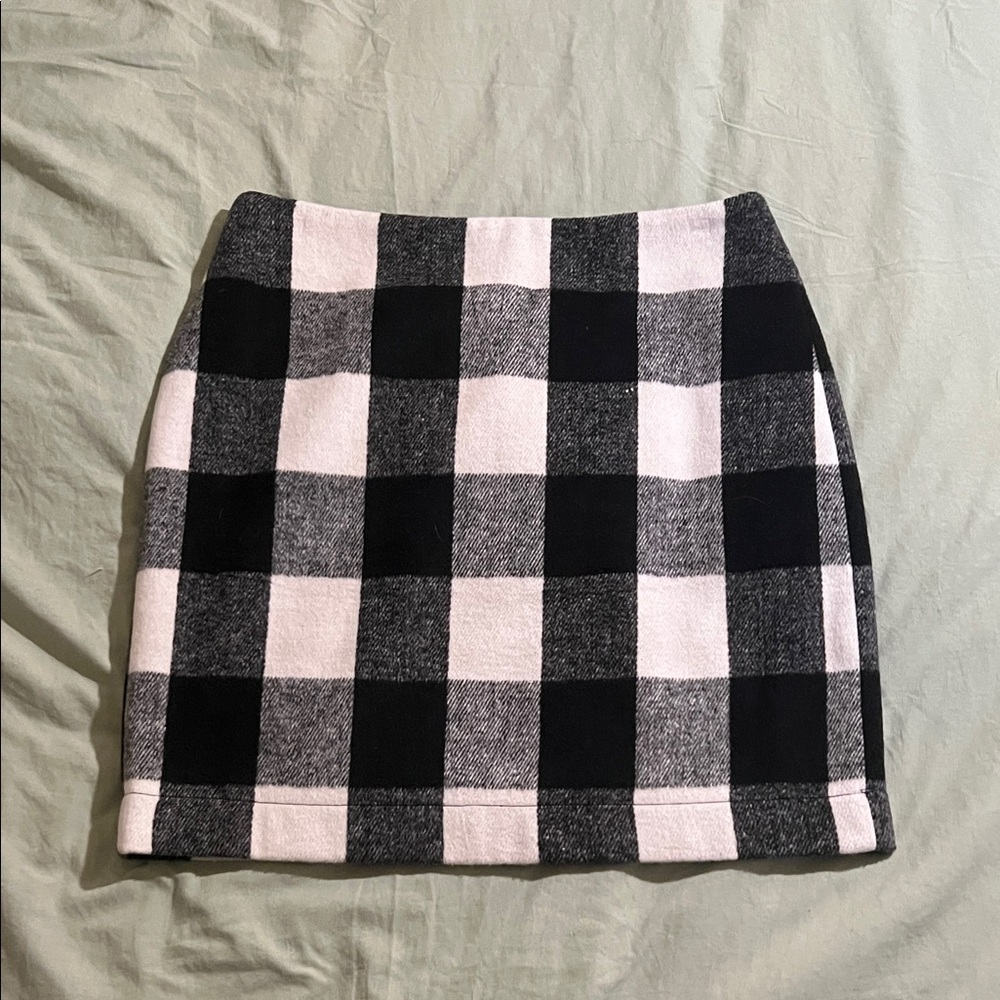 Boston Proper Black and White Checkered Mini Skirt